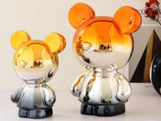 Premium Chrome Bear Showpiece (Big 12×8 in and Small 9×7 in) – Modern Luxury Home Décor