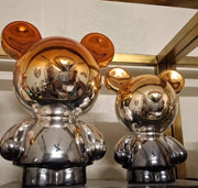 Premium Chrome Bear Showpiece (Big 12×8 in and Small 9×7 in) – Modern Luxury Home Décor