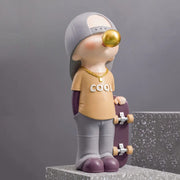 Cool Boy Skateboard Resin Showpiece – 23×11.6×9.8 inches – Modern Home Decor Statue
