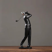 Modern Golf Man Resin Sculpture – Black & White Variant | 28cm Height | Premium Decor Figurine