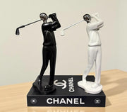 Modern Golf Man Resin Sculpture – Black & White Variant | 28cm Height | Premium Decor Figurine