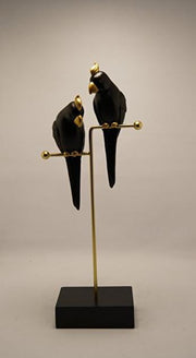 Luxury Parrot Couple Sculpture | 12×30 cm | Modern Table Decor