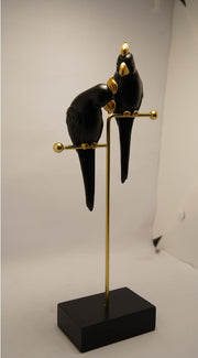 Luxury Parrot Couple Sculpture | 12×30 cm | Modern Table Decor