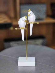 Luxury Parrot Couple Sculpture | 12×30 cm | Modern Table Decor