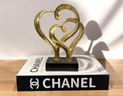 Golden Abstract Heart Sculpture – 8×7 Inch | Romantic Couple Decor | Resin Home Decoration