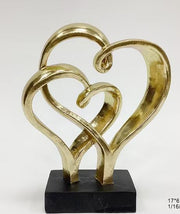 Golden Abstract Heart Sculpture – 8×7 Inch | Romantic Couple Decor | Resin Home Decoration