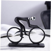 Modern Cyclist Sculpture – 10×15cm Black Resin Cycling Statue | Modern Sports Decor Showpiece