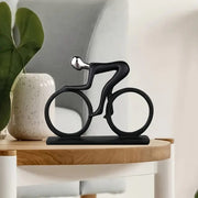 Modern Cyclist Sculpture – 10×15cm Black Resin Cycling Statue | Modern Sports Decor Showpiece