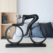 Modern Cyclist Sculpture – 10×15cm Black Resin Cycling Statue | Modern Sports Decor Showpiece