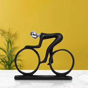 Modern Cyclist Sculpture – 10×15cm Black Resin Cycling Statue | Modern Sports Decor Showpiece