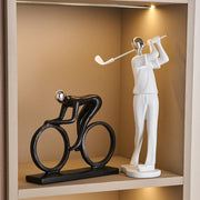 Modern Cyclist Sculpture – 10×15cm Black Resin Cycling Statue | Modern Sports Decor Showpiece