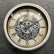 Luxury Vintage Moving Gear Wall Clock with Roman Numerals | Industrial Style | 1.5 × 1.5 ft