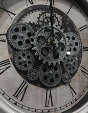 Luxury Vintage Moving Gear Wall Clock with Roman Numerals | Industrial Style | 1.5 × 1.5 ft