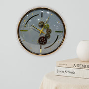 Luxury Modern Moving Gear Wall Clock with Glass Dial | Gold Accents | 1.5 × 1.5 ft