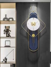 Luxury Designer Metal Wall Clock with Pendulum | Modern Art Decor | 18 × 36 Inches