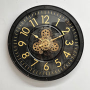 Luxury Imported Moving Gear Wall Clock | Industrial Gold Dial Design | 24 × 24 Inches
