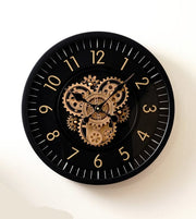 Luxury Imported Moving Gear Wall Clock | Industrial Gold Dial Design | 24 × 24 Inches