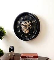 Luxury Imported Moving Gear Wall Clock | Industrial Gold Dial Design | 24 × 24 Inches