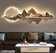 Mountain Moon Glow Acrylic Crystal LED Painting | 48×24 in | (Remote-Controlled Backlight)