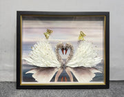 Swan Couple Art Wall Frame – Premium HD Print | Size: 20×24 inches (50×60 cm) each