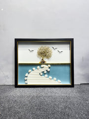 Golden Deer & Coastal Trees Shadow Box Wall Art | (20×24 inches Each)