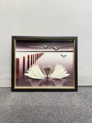 Luxury Shadow Box Wall Art  – Tree, Swan & Coral Design (20×24 inches each)