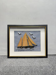 3D Shadow Box Framed Wall Art – Sailing & Nature Theme | Size: 50×60 cm Each (20×24 inch) – Set of 3