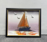 3D Shadow Box Framed Wall Art – Sailing & Nature Theme | Size: 50×60 cm Each (20×24 inch) – Set of 3