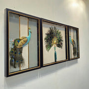 Peacock Elegance Shadow Box Frame Set (1.5×2ft / 2×2ft / 1.5×2ft) – Set of 3