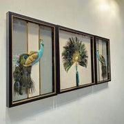 Peacock Elegance Shadow Box Frame Set (1.5×2ft / 2×2ft / 1.5×2ft) – Set of 3
