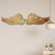 Golden Angel Wings Wall Art | Set of 2 | Size: 60 × 14 inches Total (Each Wing 30 × 14 inches)