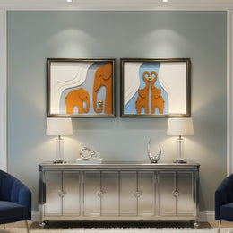 Elephant Family Shadow Box Painting Set – 20×24 inches (Each) –