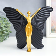 Butterfly Angel Sculpture Showpiece – 10x8 inch Approx | Golden & White Decorative Art Statue