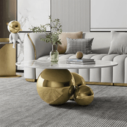 Modern Imported Table Top Coffee Table with Gold Spherical Base