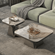 Contemporary Imported Top Coffee Tables with Sleek Metal Base (Set of 2)