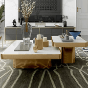 Contemporary Imported Top Coffee Tables with Sleek Metal Base (Set of 2)