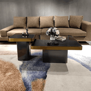 Contemporary Imported Top Coffee Tables with Sleek Metal Base (Set of 2)