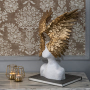 Golden Winged Face Sculpture – 20×14 in Table Decor Showpiece