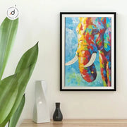 Handmade 3D Embossed Canvas Painting – Colorful Elephant (60×90 cm) with Aluminum Frame