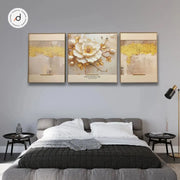 Bloom Leather Painting Set – Embossed 3D Floral & Abstract Design (Heavy Aluminum Frame | 2×2.5 ft + 2.5×2.5 ft + 2×2.5 ft)