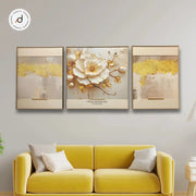 Bloom Leather Painting Set – Embossed 3D Floral & Abstract Design (Heavy Aluminum Frame | 2×2.5 ft + 2.5×2.5 ft + 2×2.5 ft)