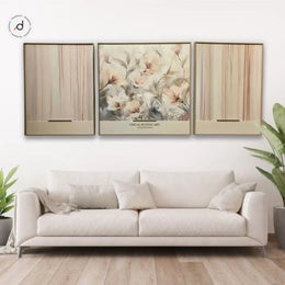 Whispering Blooms Leather Painting Set – Soft Florals & Abstract Stripes (Heavy Aluminum Frame)
