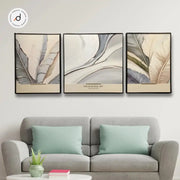 Botanic Harmony Leather Painting Set – Abstract Leaves & Textures (Heavy Aluminum Frame| 2×2.5 ft + 2.5×2.5 ft + 2×2.5 ft)