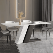 Modern Dining Table Set with Marble and Gold Base Design