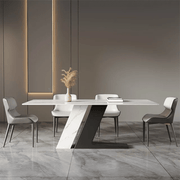 Modern Dining Table Set with Marble and Gold Base Design