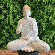 White & Golden Hair Buddha Sculpture