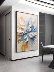 Abstract Floral Burst Canvas Painting(60×90 cm, Textured, Aluminum Frame)