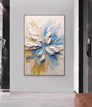 Abstract Floral Burst Canvas Painting(60×90 cm, Textured, Aluminum Frame)