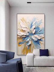 Abstract Floral Burst Canvas Painting(60×90 cm, Textured, Aluminum Frame)