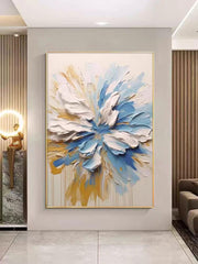 Abstract Floral Burst Canvas Painting(60×90 cm, Textured, Aluminum Frame)